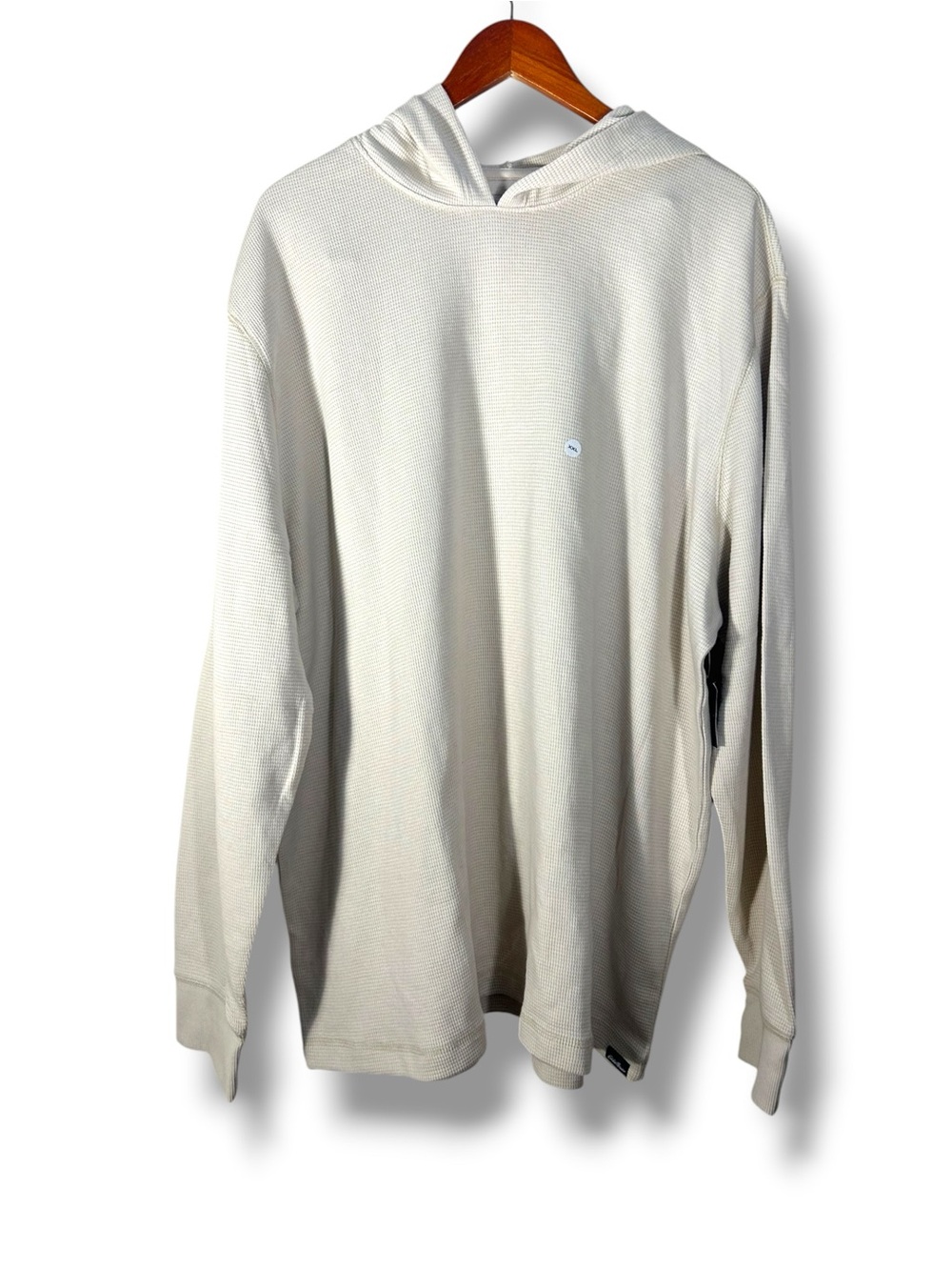 NWT Eddie Bauer Cream Hooded Waffle Knit Long Sleeve Pullover Size XXL